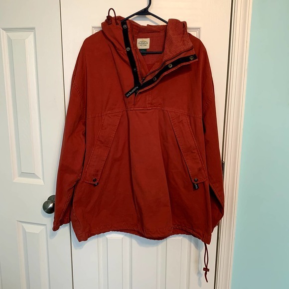G.H Bass Red‎ Snap Zip Quarter Neck Pullover Jacket Size Large - Picture 1 of 9